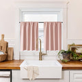 RYB HOME 100% Blackout Bathroom Curtains Over Sink 30 inches Long, Heat & UV Blocking Total Room Darkening Noise Reducing Curtains for Basement RV Campers, Peach Pink, 2 Panels Set