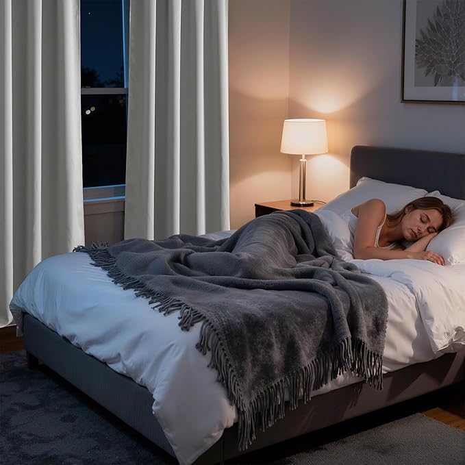 RYB HOME Bedroom Blackout Curtains 54 inches Long, 100% Blackout Thermal Insulated Noise Reducing Curtains for Living Room Nursury, 42 inches Wide by 54 inches Long, Silver Grey