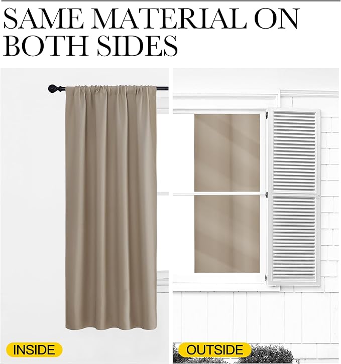 NICETOWN RV Blackout Curtains for Camper Windows, Taupe, 29" Wide by 50" Long, 2 PCs, Short Blackout Curtains & Drapes, Thermal Insulated Blackout Curtain Panels for Kids Room, Play Room
