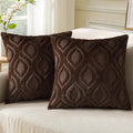 decorUhome Throw Pillow Covers 26x26 Inch Set of 2, Soft Plush Faux Wool Dark Brown Solid Couch Pillow Covers, Accent Euro Sham Farmhouse Neutral Square Pillow Cases for Sofa Bed Living Room