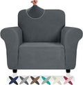 ZNSAYOTX Super Stretch Chair Slipcover (30"-47"), New Striped Sofa Chair Covers for Living Room, Dogs Pet Friendly Anti-Slip Chair Protector Spandex Armchair Slipcovers (Dark Grey, Chair)