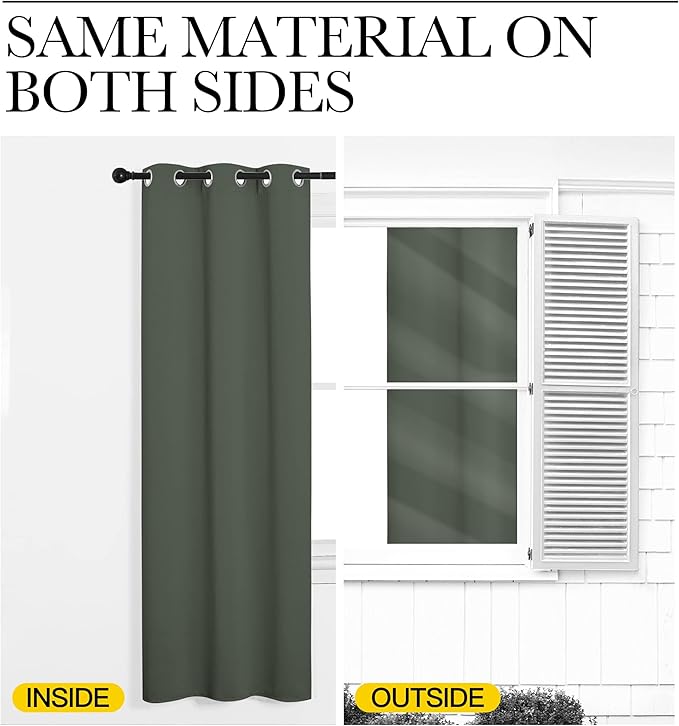NICETOWN Dark Mallard Blackout Curtain Panels for Bedroom, Thermal Insulated Grommet Top Blackout Draperies and Drapes for Basement (2 Panels, W34 x L45-inch)