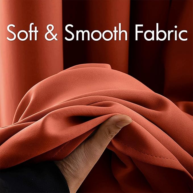 MIULEE Room Darkening Curtains Thermal Insulated Rust Terracotta Drapes Window Treatment Grommet Top Light Blocking Blackout Curtain for Fall Living Room/Bedroom 2 Panels 52 x 84 inch Burnt Orange