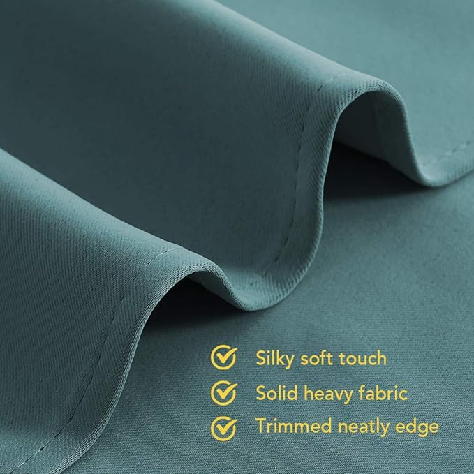NICETOWN Blackout Curtains & Drapes for Bedroom, Sea Teal, W34 x L40, Set of 2, Triple Weave Grommet Top Thermal Insulated Light Blocking Panels for Bathroom/Living Room
