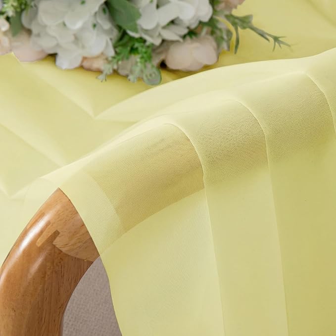 Simplebrand Light Yellow Sheer Curtains 63 Inch Length 2 Panels, Rod Pocket Solid Color Window Sheer Curtain Panels, Elegant Curtains & Drapes for Living Room, Bedroom 2 Panels (Ivory, 42" W x 63" L)