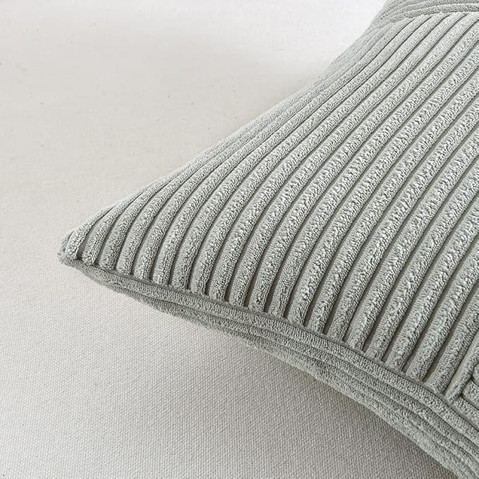 Fancy Homi 2 Packs Grey Decorative Throw Pillow Covers 20x20 Inch for Living Room Couch Bed Sofa, Rustic Farmhouse Boho Home Decor, Soft Corss Corduroy Patchwork Accent Square Cushion Case 50x50 cm
