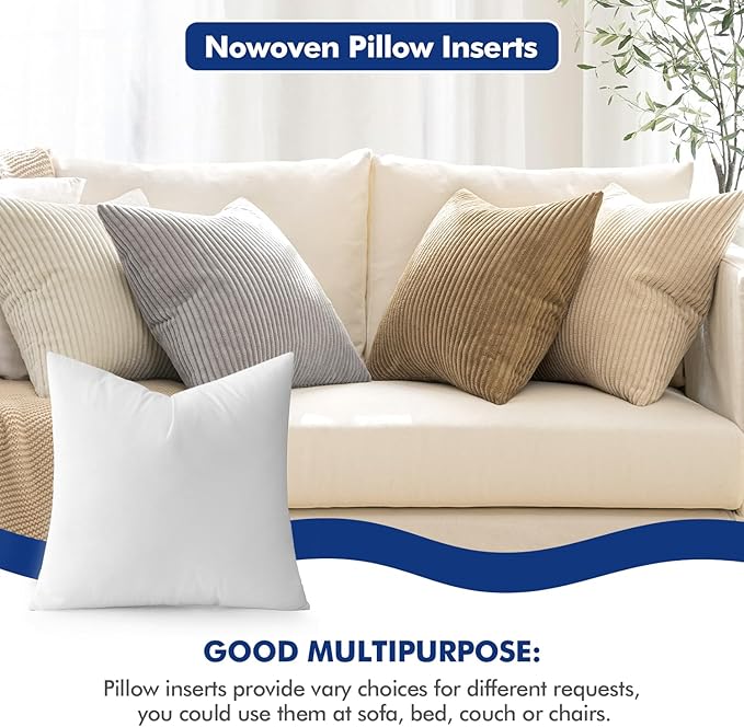 MIULEE Pillow Insert 21x21 Inch, Decorative Square Throw Pillow Inserts, Premium Fluffy Pillow Forms Sham Stuffer for Sofa Couch Living Room