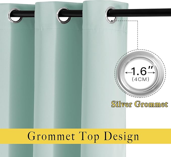 NICETOWN Aqua Blue Room Darkening Curtain Panels - Window Treatment Thermal Insulated Grommet Room Darkening Curtains/Panels/Drapes for Bedroom (2 Panels, 52 by 63, Aqua)
