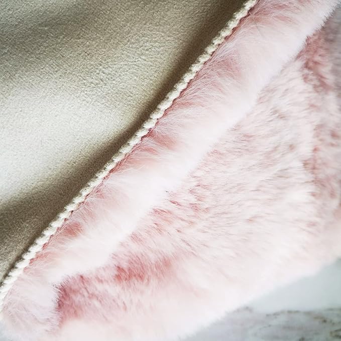 Ghouse Ultra Soft Faux Rabbit Fur Rug, Machine Washable Area Rugs for Bedroom Fluffy Rugs for Living Room, No-Shedding Carpet Sheepskin Runner Rugs Pink 2x10 Feet