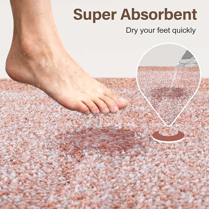 48x32 Large Bathroom Rugs Washable Non Slip, Pink Bath Mat for Bathroom Floor Tub, Soft Absorbent Quick Dry Mats for Shower, Bathtub,Home Decor