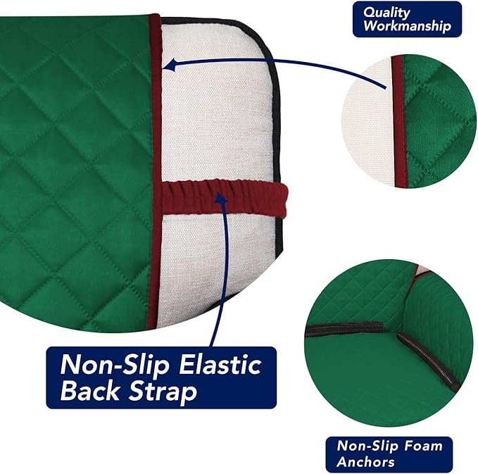PureFit Reversible Quilted Sofa Cover, Water Resistant Slipcover Furniture Protector, Washable Couch Cover with Non Slip and Elastic Straps for Kids, Dogs, Pets (XX Large, Green/Red)