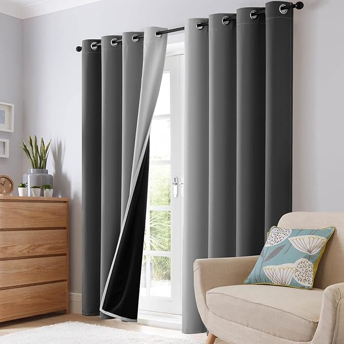 SimpleHome Blackout Curtains Ombre for Living Room,Room Darkening Grey Curtains Set of 2 Panels Thermal Insulated Bedroom Curtains，52 x 84 Inch