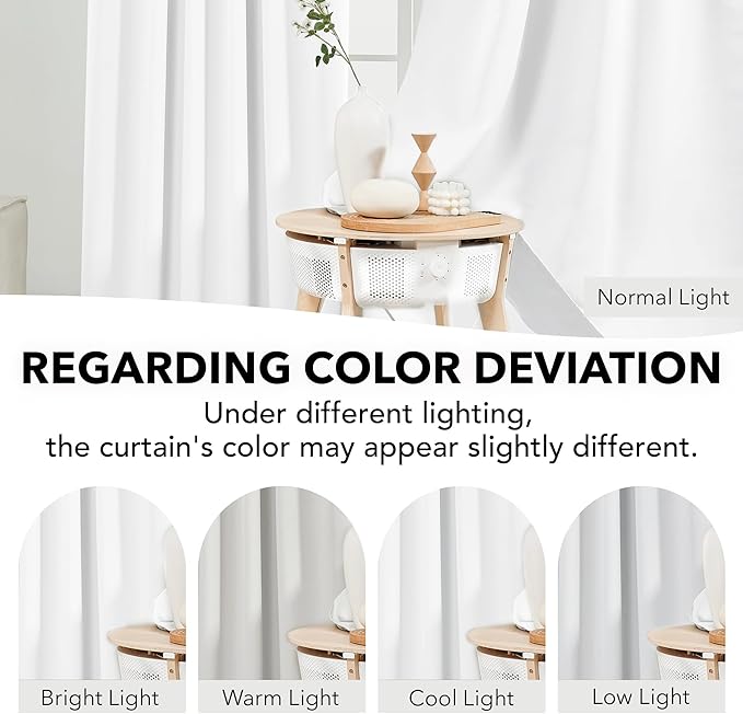Deconovo Total Blackout Curtains 2 Panels W70 x L95— 100% Blackout, Thermal Insulated, Back Tab, Machine-Washable Drapes, White