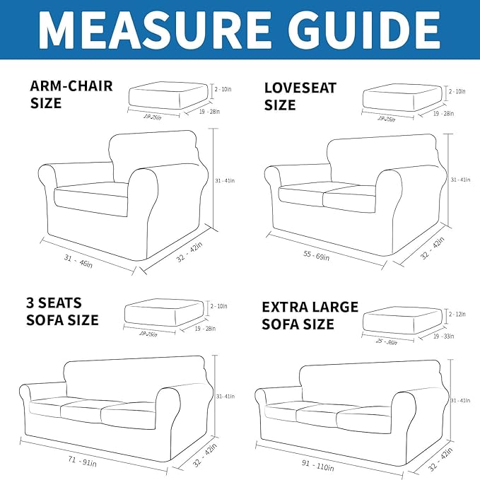 XINEAGE New 2 Pieces Chair Covers with Arms Super Stretch Chair Slipcover for Living Room Pet Dog Universal Slip Cover Anti Slip Armchair Furniture Protector (Brown), 31"-46"(1 Cushion)