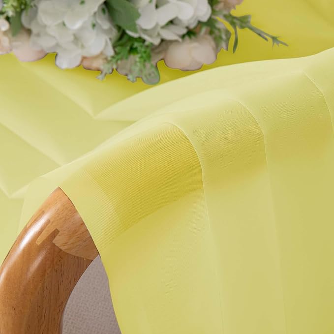 OWENIE Sheer Lemon Curtains for Bedroom Living Room 63 Inch Length 2 Panels Set, Modern Soft Solid Light Filtering Sheer Curtains for Dining Room, Rod Pocket Window Treatments, Lemon, 42" Wx63 L