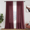 Nanspring Burgundy Linen Curtains for Living Room 126 Inches Long Light Filtering Semi Sheer Curtain Back Tab Vintage Boho Decor Drapes Floor to Ceiling High Window for Bedroom 52x126, 2 Panels