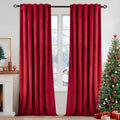 MIULEE Velvet Curtains Luxury Blackout Curtains for Bedroom Living Room Thermal Insulated Super Soft Window Drapes Rod Pocket & Back Tab Christmas Decor, Red, W52 x L72 inches, 2 Panels
