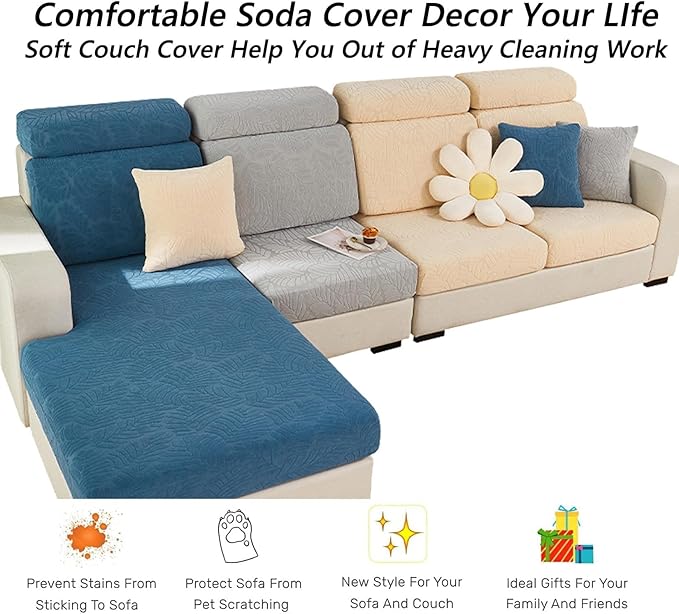 Soothing Home Sofa Covers, Sofa Hero Covers, Wear-Resistant Universal Couch Covers Washable Stretch Sectional Couch Cushion Covers (Beige,Large Double Seat Cover)