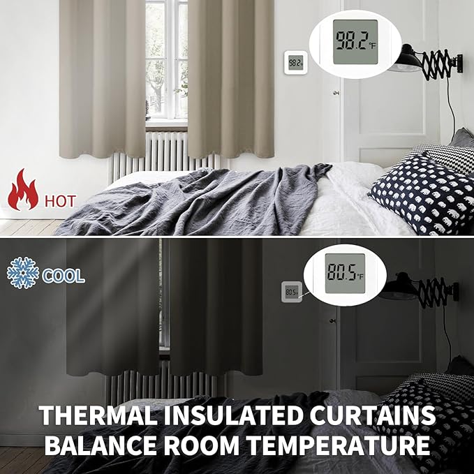 BGment Room Darkening Curtains 45 Inches Long - Grommet Thermal Insulated Drapes Window Treatment Curtains for Bedroom, 2 Panels, 52 x 45 Inch, Cocoa
