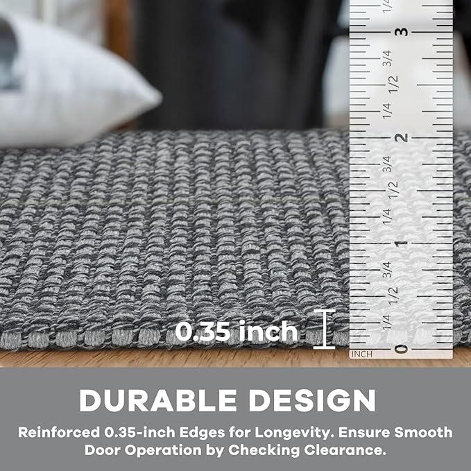 KOZYFLY Boho Rugs for Entryway Rugs 4x6 ft Washable Area Rugs Rubber Backed Living Room Rugs Braided Woven Cotton blend Indoor Outdoor Floor Carpet for Dining Room Living Room Bedroom, Dark Grey