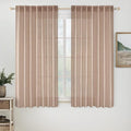 MIULEE Natural Beige Linen Curtains 45 Inch Length 2 Panels for Bedroom Living Room, Soft Linen Textured Window Drapes Semi Sheer Light Filtering Back Tab Rod Pocket Farmhouse Burlap Look Decor