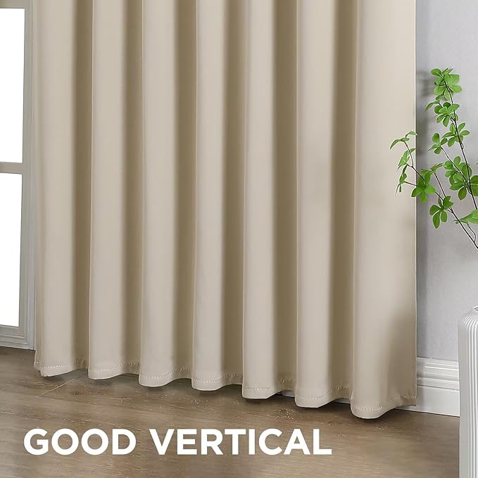 Joydeco Blackout Curtains 108 Inches Long 2 Panels Set, Thermal Insulated Long Curtains& Drapes 2 Burg, Room Darkening Drapes for Bedroom Living Room Window (Light Beige, W37 x L108 Inch)