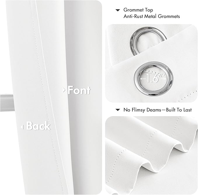 MIULEE Pure White Room Darkening Curtains - Grommet Top Bedroom Window Treatment Curtains Thermal Insulated Drapes for Living Room Kitchen Light Blocking Drapery, 40 x 54 Inches Long, 2 Panels
