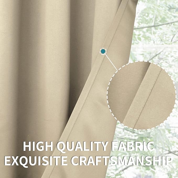 BGment Room Darkening Curtains 84 Inches Long - Grommet Thermal Insulated Drapes Window Treatment Curtains for Bedroom, 2 Panels, 52 x 84 Inch, Beige