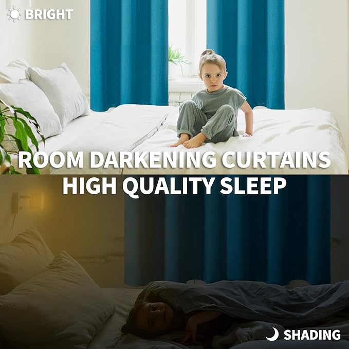 BGment Blackout Curtains - Grommet Thermal Insulated Room Darkening Bedroom and Living Room Curtains, Set of 2 Panels (52 x 120 Inch, Peacock Blue)