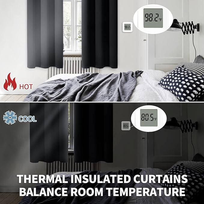 BGment Blackout Curtains for Living Room - Grommet Thermal Insulated Room Darkening Curtains for Bedroom, Set of 2 Panels (42 x 72 Inch, Black)