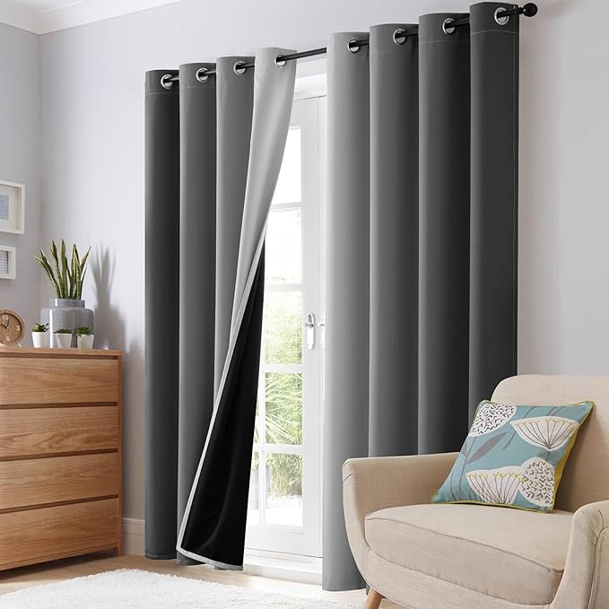 SimpleHome Ombre 100% Blackout Curtains for Bedroom, Full Light Blocking Black and Greyish White Curtains, Thermal Insulated Grommet Window Drapes for Living Room,2 Panels, 52x96 inches Length
