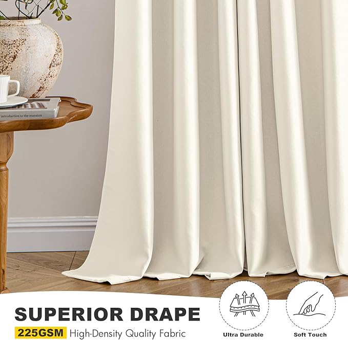 MIULEE Birch Blackout Curtains for Bedroom Living Room 54 Inches Long 2 Panels, Thermal Insulated Room Darkening Drapes Solid Grommet Noise Reduction Light Blocking Window Treatments 40x54 Inch