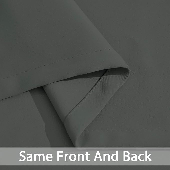 Yakamok Room Darkening Drapes Blackout Curtains Thermal Insulated Grommet Curtain Panels for Bedroom, 38W x 45L, Dark Grey, 2 Panels