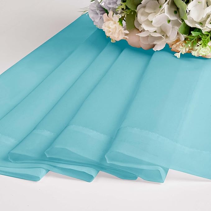 OWENIE Sheer Aqua Curtains for Bedroom Living Room 78 Inches Long 2 Panels Set, Soft Solid Light Filtering Sheer Curtain Rod Pocket Clear Drapes for Window Sliding Door, Aqua, Each 42 x 78 Inch