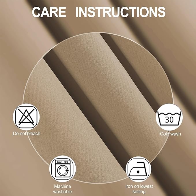 LEMOMO Blackout Curtains 42 x 63 inch/Natural Curtains Set of 2 Panels/Thermal Insulated Room Darkening Bedroom Curtains
