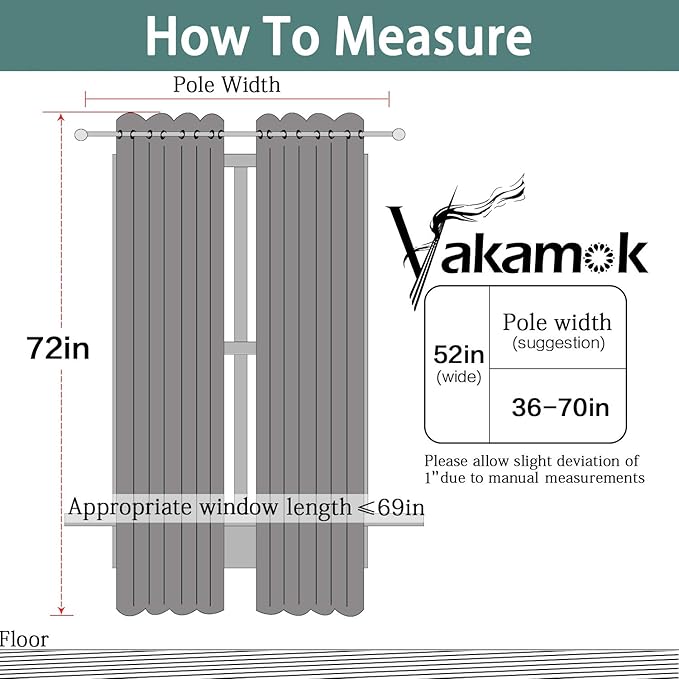 Yakamok Solid Blackout Curtains with Grommet Top, Thermal Insulated Room Darkening Drapes for Bedroom(Sage Green, 52Wx72L, One Pair)