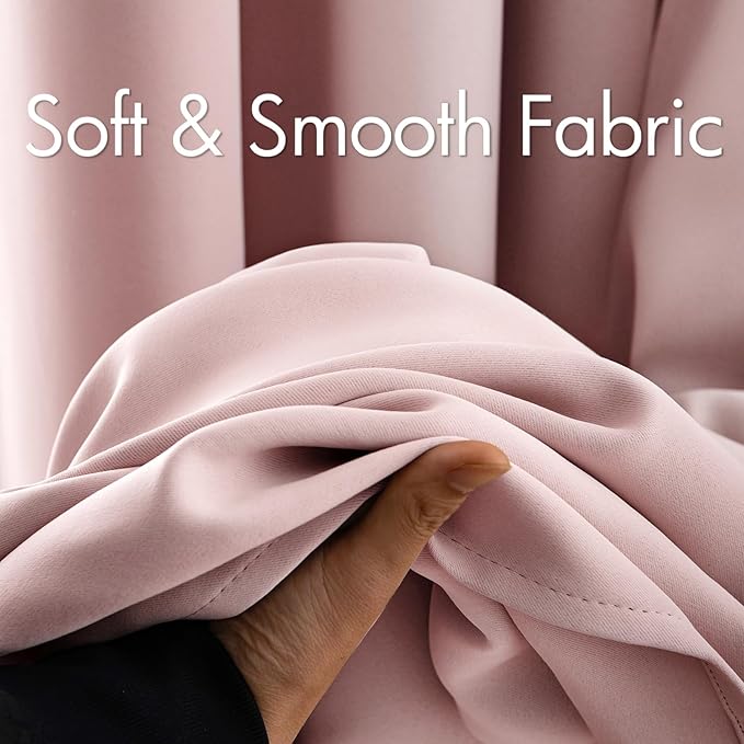 MIULEE Blackout Curtains for Bedroom Living Room Thermal Insulated Room Darkening Grommet Top Solid Light Blocking Drapery Set of 2 Window Panels 52 x 72 Inches Baby Pink
