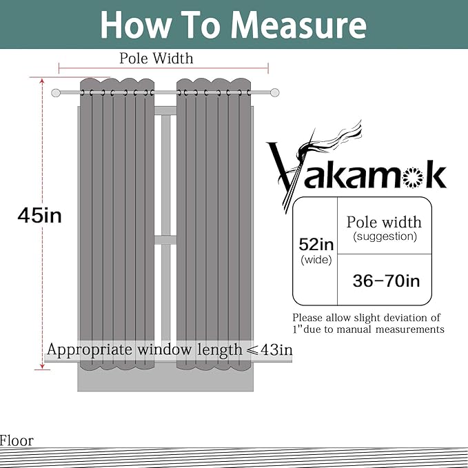 Yakamok Navy Blue Blackout Curtains for Bedroom, Light Blocking Window Treatment Drapes - Plain Solid Grommet Top Curtains(52Wx45L, 2 Panels)