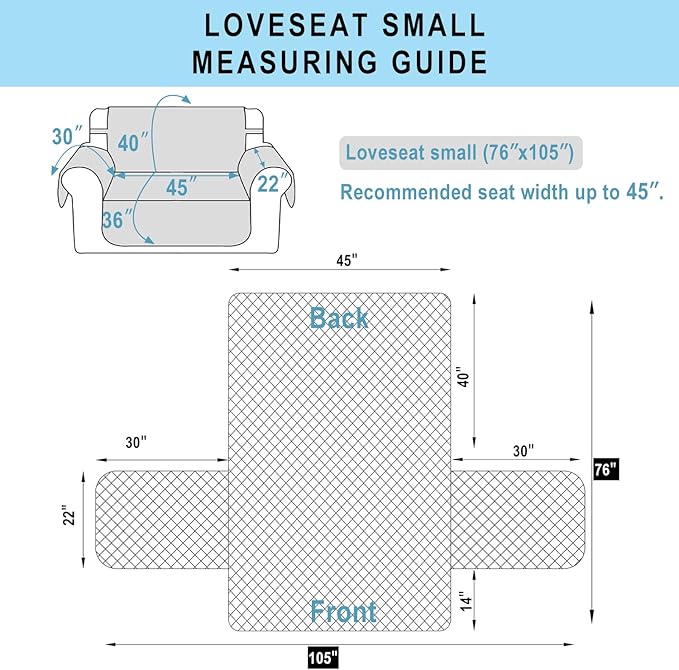 Reversible Loveseat Sofa Covers Couch Cover Furniture Protector(Loveseat Small,Greyish Green/Taupe)