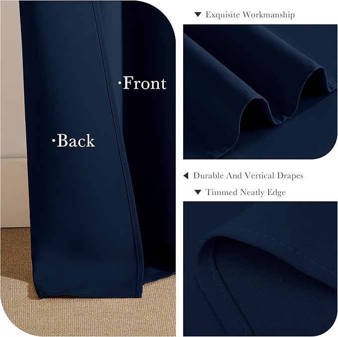 PONY DANCE Half Window Curtains - Room Darkending Privacy Curtains Short Drapes for barhroom Kids Nursery Bedroom, W 29 x L 24 Each, Navy Blue, 2 Panels
