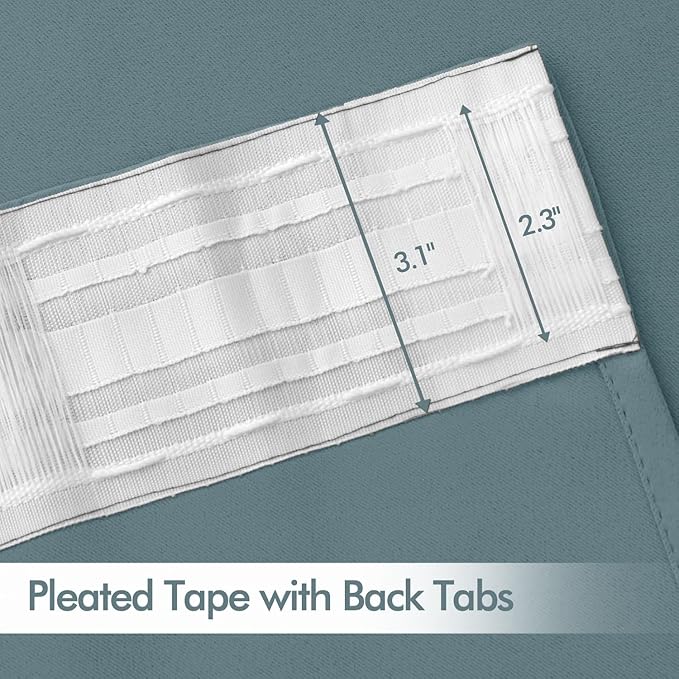 MIULEE Greyish Blue Back Tab Blackout Curtains 84 Inch Length 2 Panels Set for Living Room Bedroom Privacy, Rod Pocket/Pinch Pleat Thermal Insulated Room Darkening Pleated Light Blocking Drapes