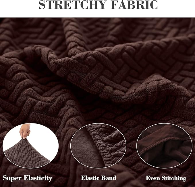Sofa Covers Couch Covers for Sofa Pet Friendly Couch Cushion Covers Universal Sofa Covers Washable Stretch Slipcovers for Sectional Sofa (Texture Brown, Chaise Cover)