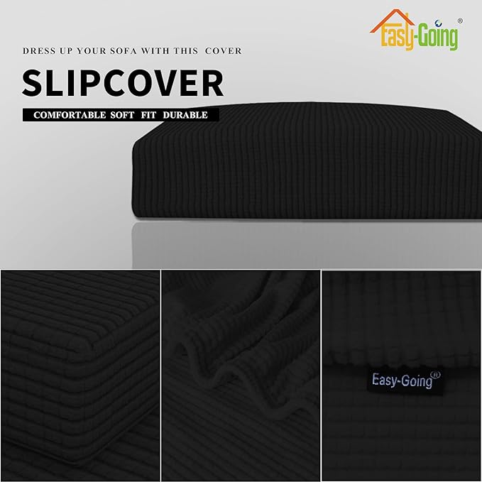 Easy-Going Stretch Cushion Cover Sofa Cushion Furniture Protector Sofa Seat Sofa slipcover Sofa Cover Soft Flexibility with Elastic Bottom(Sofa Cushion, Black)