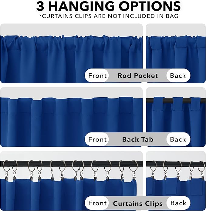 Deconovo Blackout Curtains, Thermal Insulated, W52 x L84 2 Panels, Back Tab, Machine Washable, Room-Darkening Drapes for Bedroom/Living Room Royal Blue