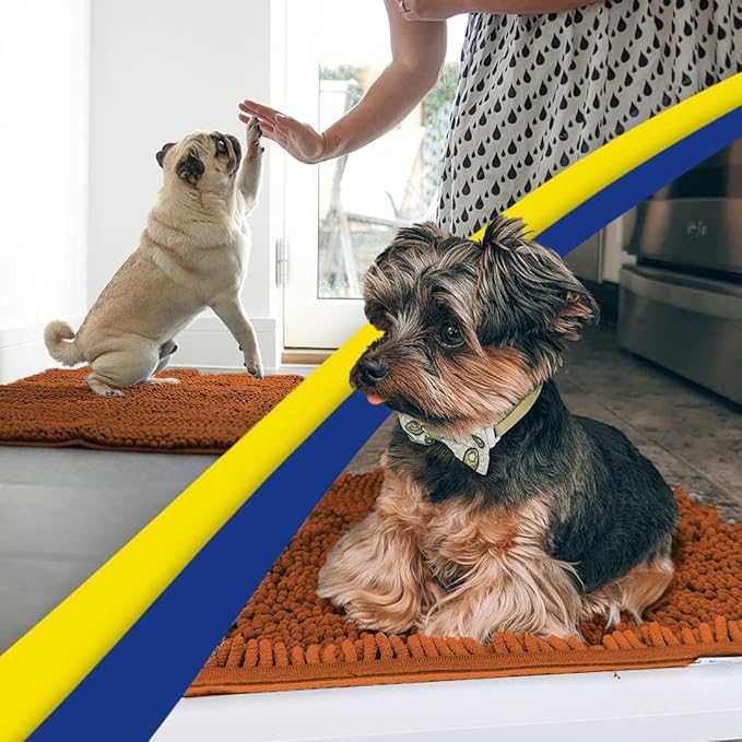 Muddy Mat® | Super Absorbent Door Mat Indoor, Microfiber Quick Dry Chenille Entryway Rug, Non-Slip Front Door Mat, Indoor Mats for Entryway, Machine Washable Pet Rug, Orange Runner 24"X60"
