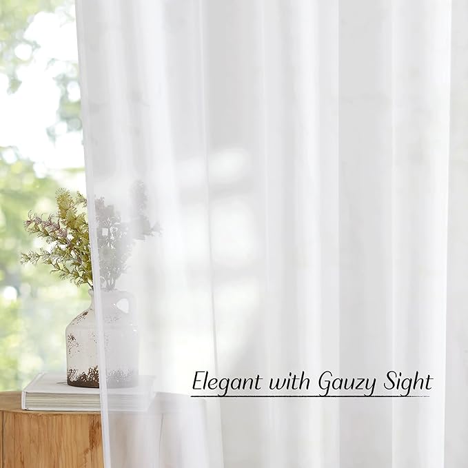 NICETOWN White Short Kitchen Curtains Over Sink 30 inches Long 2 Panels, Grommet Airy Cafe Curtains Cute & Elegant with Light Filtering Window Treatments for Nursery, W42 x L30