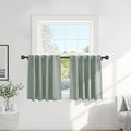 Pony Dance Short Curtains for kinchen, Half Drapes for Bathroom Window, loft Curtain Tiers for Basement Shades, Wide 29 x Long 24 inches per Panel, Sage Green, Set of 2