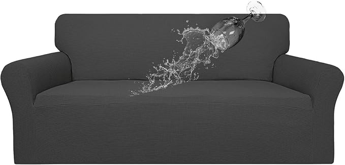 Easy-Going 100% Waterproof Couch Cover, Dual Waterproof Sofa Cover, Stretch Jacquard Sofa Slipcover, Leakproof Furniture Protector for Kids, Pets, Dog and Cat (Oversized Sofa, Dark Gray)