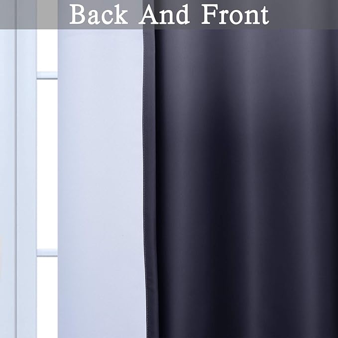 SimpleHome Gradient Color Ombre Blackout Curtains Thickening Polyester Thermal Insulated Grommet Window Drapes for Living Room/Bedroom (Black, 2 Panels/42 x 84Inch)