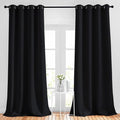 NICETOWN Black Out Curtain Panels - (52 inches by 120 Inch, Black, Set of 2) Home Decoration Thermal Insulated Solid Grommet Blackout Curtains/Drapes for Hall/Dining Room